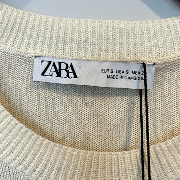 Zara Lightweight Long Sleeve Maxi Dress Cream NWT - Picture 4 of 7